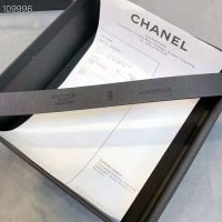 Chanel Women Calfskin & Silver-Tone Metal & Strass Black Belt