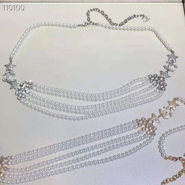 Chanel Women Gold-Tone Metal Pearls & Strass Silver & Crystal Belt (1)