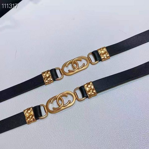Chanel Women Lambskin & Gold Metal Black Belt (8)