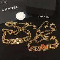 Chanel Women Metal & Natural Stones Gold Blue Red & Orange Belt