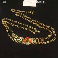 Chanel Women Metal & Natural Stones Gold Blue Red & Orange Belt