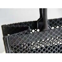 Dior Women Dior Book Tote Black Mesh Embroidery ‘Christian Dior’