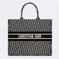 Dior Women Dior Book Tote Blue Dior Oblique Embroidery