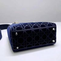 Dior Women Medium Lady D-Lite Bag Blue Cannage Embroidered Velvet