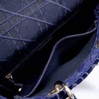 Dior Women Medium Lady D-Lite Bag Blue Cannage Embroidered Velvet