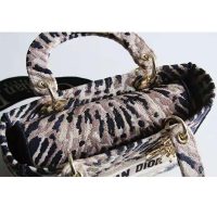 Dior Women Medium Lady D-Lite Bag Multicolor Tie & Dior Embroidery