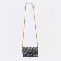 Dior Women Saddle Pouch Blue Dior Oblique Jacquard ‘D’ Stirrup