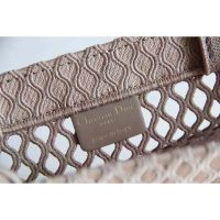 Dior Women Small Dior Book Tote Clay-Colored Mesh Embroidery