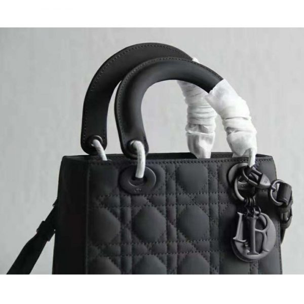 Dior Women Small Lady Dior Bag Black Ultramatte Cannage Calfskin (4)