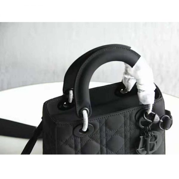 Dior Women Small Lady Dior Bag Black Ultramatte Cannage Calfskin (5)