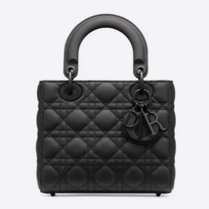 Dior Women Small Lady Dior Bag Black Ultramatte Cannage Calfskin