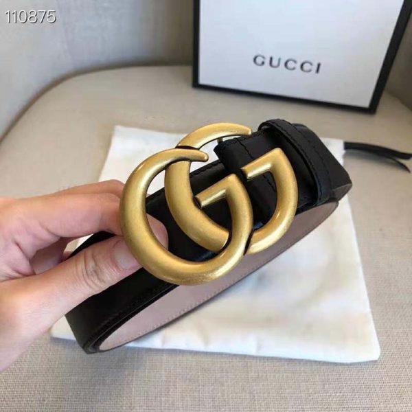 Gucci GG Unisex GG Marmont Leather Belt with Shiny Buckle Black 4 cm Width (4)