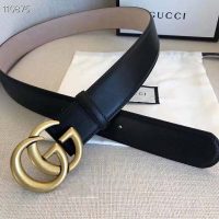 Gucci GG Unisex GG Marmont Leather Belt with Shiny Buckle Black 4 cm Width