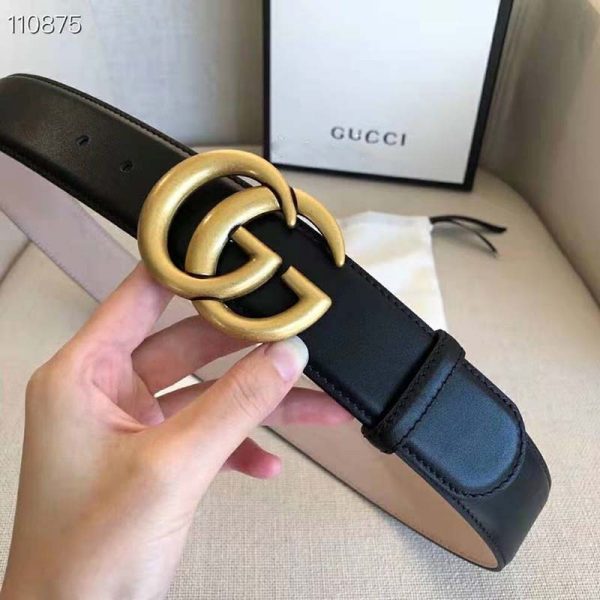 Gucci GG Unisex GG Marmont Leather Belt with Shiny Buckle Black 4 cm Width (7)