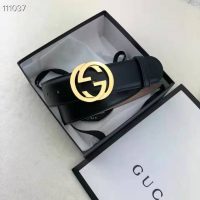 Gucci GG Unisex Leather Belt with Interlocking G Buckle 4 cm Width (1)