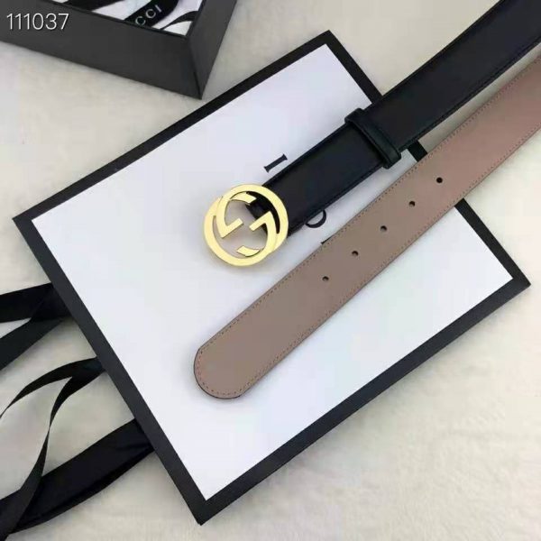 Gucci GG Unisex Leather Belt with Interlocking G Buckle 4 cm Width (7)