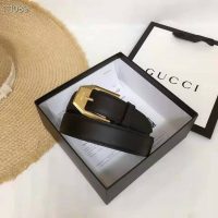 Gucci GG Unisex Leather Belt with Squared Buckle 3 cm Width