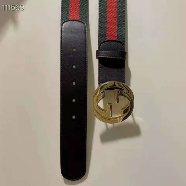 Gucci GG Unisex Web Belt with G Buckle Interlocking G 4 cm Width (4)
