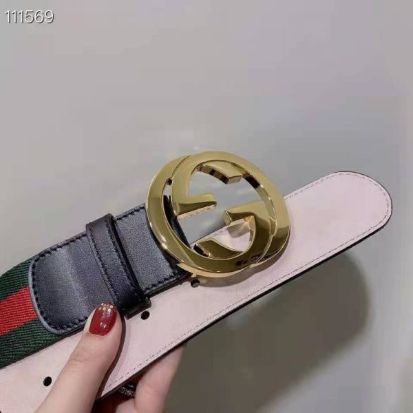Gucci GG Unisex Web Belt with G Buckle Interlocking G 4 cm Width (7)