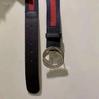 Gucci GG Unisex Web Belt with G Buckle Interlocking G Blue 4 cm Width