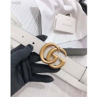 Gucci Unisex GG Marmont Leather Belt Double G Buckle 2 cm Width-White