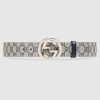 Gucci Unisex GG Supreme Belt G Buckle Beige/Blue GG Supreme Canvas 4 cm Width