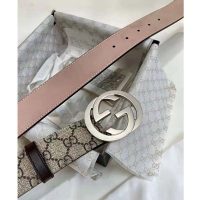 Gucci Unisex GG Supreme Belt with G Buckle Beige/Ebony Supreme Canvas 4 cm Width