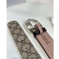 Gucci Unisex GG Supreme Belt with G Buckle Beige/Ebony Supreme Canvas 4 cm Width