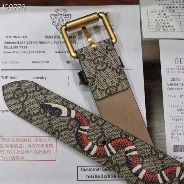 Gucci Unisex GG Supreme Belt with Kingsnake Print 4 cm Width Supreme Canvas (6)