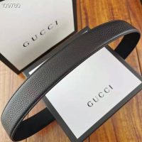 Gucci Unisex Leather Belt with Interlocking G Buckle 4 cm Width Black Leather