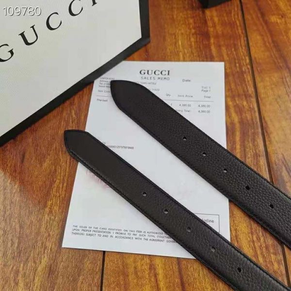 Gucci Unisex Leather Belt with Interlocking G Buckle 4 cm Width Black Leather (9)