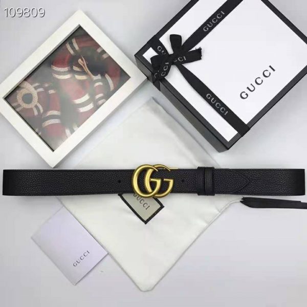 Gucci Unisex Reversible Leather Belt with Double G Buckle 4 cm Width-Black (3)