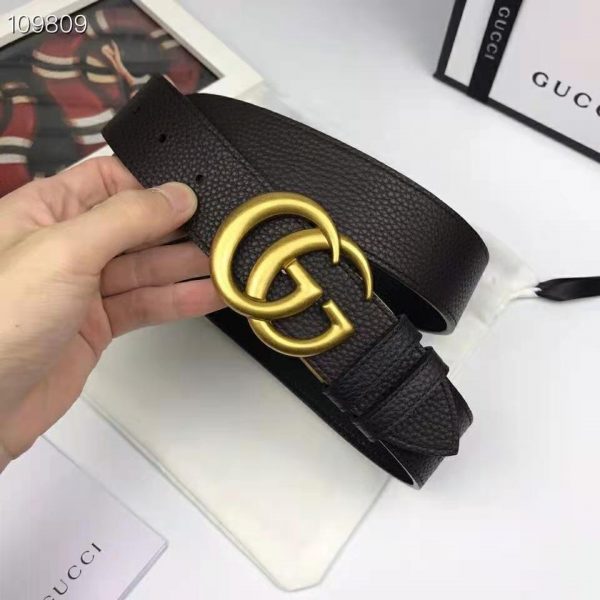 Gucci Unisex Reversible Leather Belt with Double G Buckle 4 cm Width-Black (6)