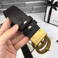 Gucci Unisex Reversible Leather Belt with Double G Buckle 4 cm Width-Black