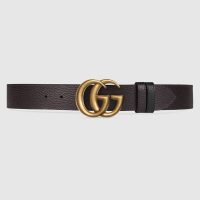 Gucci Unisex Reversible Leather Belt with Double G Buckle 4 cm Width-Black