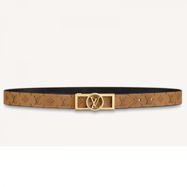 Louis Vuitton Unisex Dauphine 25mm Reversible Belt Monogram Canvas Calf-Black