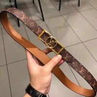 Louis Vuitton Unisex Dauphine 25mm Reversible Belt Monogram Canvas Calf-Brown