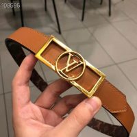 Louis Vuitton Unisex Dauphine 25mm Reversible Belt Monogram Canvas Calf-Brown