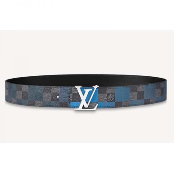 Louis Vuitton Unisex LV Initiales 40 mm Reversible Belt Damier Graphite Canvas Calf-Blue