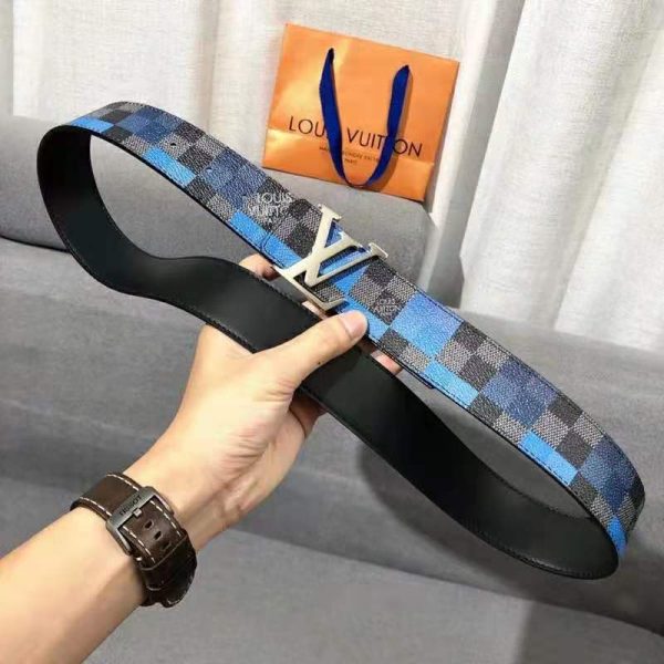 Louis Vuitton Unisex LV Initiales 40 mm Reversible Belt Damier Graphite Canvas Calf-Blue (6)