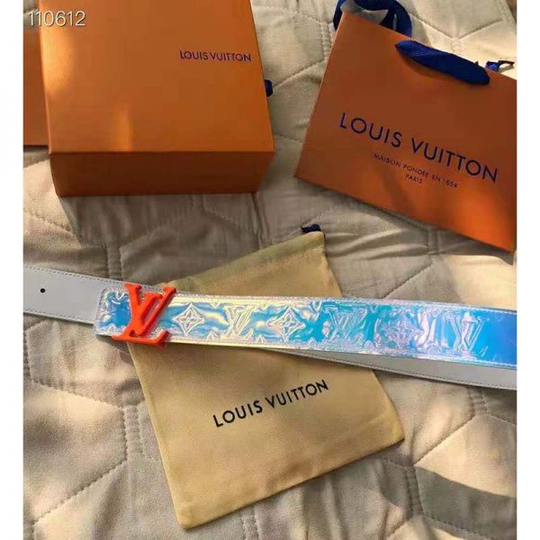Louis Vuitton Unisex LV Shape 40mm Belt Iridescent White PVC Strap Embossed Monogram (7)