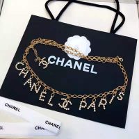 Chanel Women Paris Metal & Strass Gold & Crystal Belt