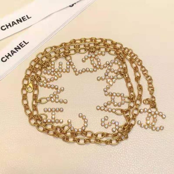Chanel Women Paris Metal & Strass Gold & Crystal Belt (3)