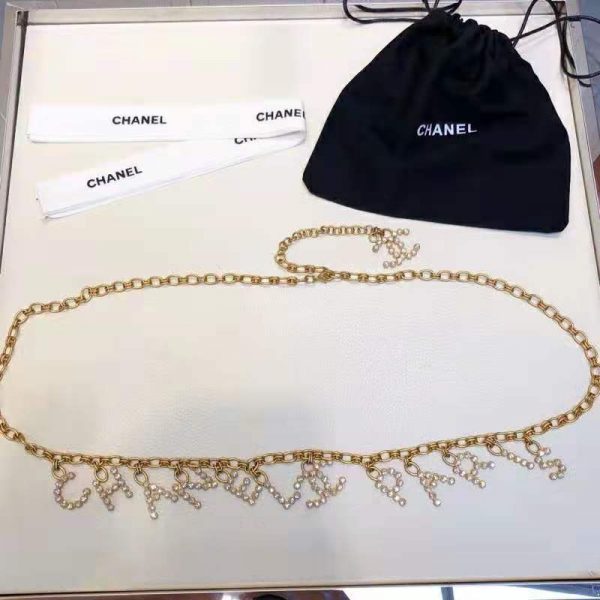 Chanel Women Paris Metal & Strass Gold & Crystal Belt (4)