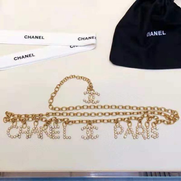 Chanel Women Paris Metal & Strass Gold & Crystal Belt (9)