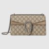 Gucci Women Dionysus Small Shoulder Bag GG Supreme Canvas Suede Tiger Head-Brown