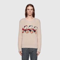 Gucci Women Disney x Gucci Donald Duck Cotton Wool Sweater Crewneck-White