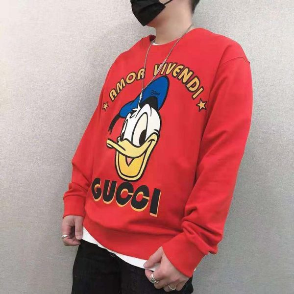 Gucci Men Disney x Gucci Donald Duck Sweatshirt Cotton Crewneck Oversized Fit-Red (1)