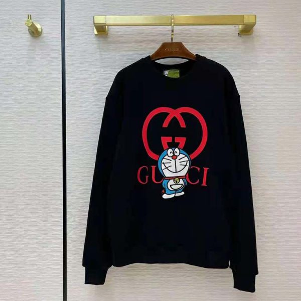 Gucci Men Doraemon x Gucci Cotton Sweatshirt Crewneck Oversized Fit-Black (10)