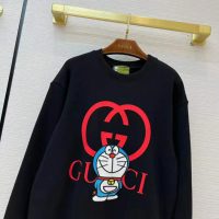 Gucci Men Doraemon x Gucci Cotton Sweatshirt Crewneck Oversized Fit-Black